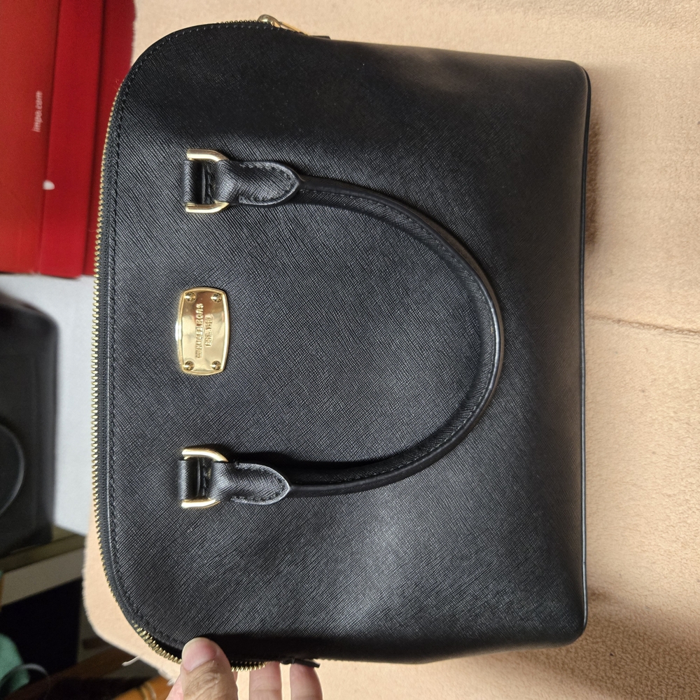 Michael Kors Black Handbag with Gold Accents